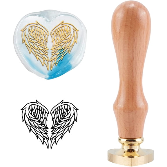DIY Scrapbook Brass Wax Seal Stamp with Handle Wing Pattern 2.5cm