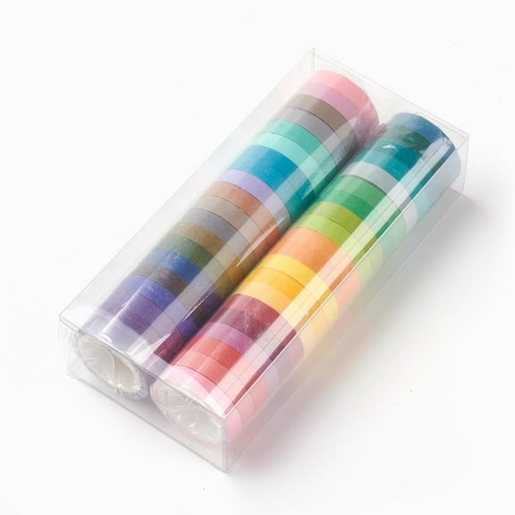 DIY Scrapbook Decorative Adhesive Tapes Rainbow Color Craft Paper Tape with Plastic Box Mixed Color 7.5mm 5m/roll 40rolls/box DIY