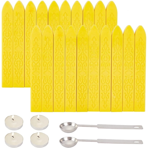 DIY Scrapbook Kits Including Candle Stainless Steel Spoon and Sealing Wax Sticks Gold 9x1.1x1.1cm 20pcs