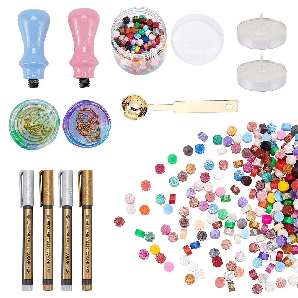 DIY Scrapbook Making Kits Including Pear Wood Handle Candle Stainless Steel Spoon Metallic Markers Paints Pens Octagon Sealing Wax Particles DIY