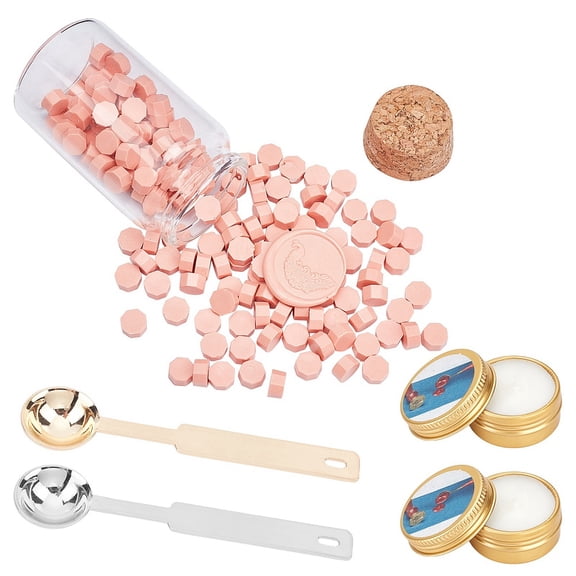 DIY Scrapbook Making Kits Including Sealing Particles Handle Sealing Stamp Melting Spoon Iron Sticks Melting Spoon and Paraffin Candles Pink 0.9x0.5cm