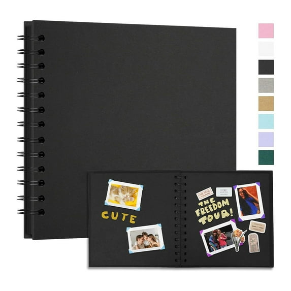 DIY Scrapbook Photo Album 6.9x6.9 Inch 40 Pages(20 Sheets) Thick Kraft Blank White Paper Memory Book for Wedding and Anniversary Family