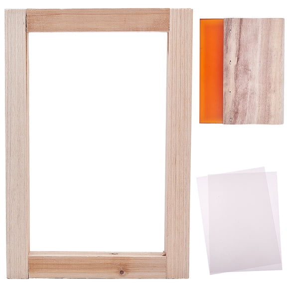 DIY Screen Printing Craft Tools with Wearproof Silk Screen Printing Squeegees Blade Wooden Frame Film Mixed Color 296x210mm DIY