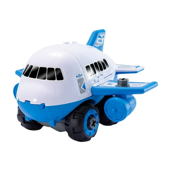DIY Screw Assembly Toy Plane, Buildable Construction Vehicle with Tools, Transformable Inertia Engineering Car for 3+ 4+ 5+ Years