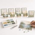 thumbnail image 1 of DIY Sea Glass Art Kit, 5 Landscape Designs, All-Inclusive with Frosted Chips, Pre-Printed Boards, 16x16cm, 1 Set, Wood Stand, Beginner Friendly Decor Gift for Adults Kids, 1 of 5