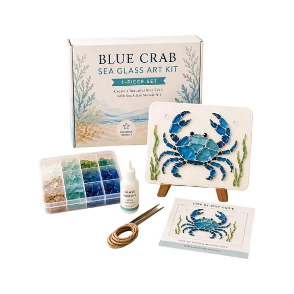 DIY Sea Glass Art Kit – Beach Glass Mosaic Craft Set with Colorful Tiles, Complete Sea Glass for Crafts, Creative Glass Art Project, Fun Arts and Crafts for Adults