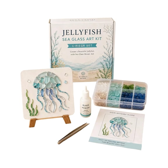 DIY Sea Glass Art Kit – Beach Glass Mosaic Craft Set with Colorful Tiles, Complete Sea Glass for Crafts, assorted colored beach tiles for custom mosaic creation