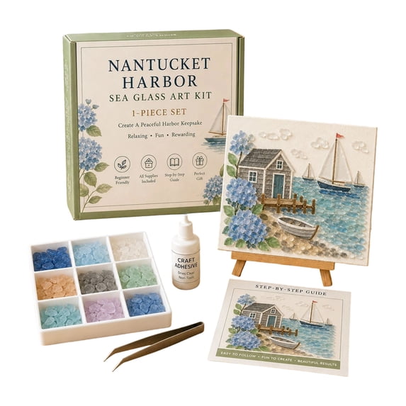 DIY Sea Glass Art Kit - Inspiring Craft Assortment Personalized Decor Maker Craft Kits for Adults Living Room Wall Decor Relaxation Art Therapy DIY Wall Hanging Kit Handmade Gifts Idea