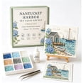 thumbnail image 1 of DIY Sea Glass Art Kit, Nantucket Harbor Acrylic Craft Kit for Adults | 4.72*4.72in Mosaic Kits for Adults, 6 Coastal Town Designs, Wooden Easel & Guide Included, Keepsake Gift, 1 of 9