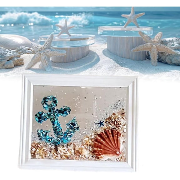 DIY Sea Glass Resin Art Kit for Adults, Beach Craft Photo Frame Making Set, Desktop & Windowsill Decoration Gift