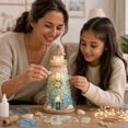 thumbnail image 1 of DIY Sea Glass-Style Lighted Lighthouse Craft Kit, LED Glowing Night Light Making Set with Decorative Shells Pearls, Nautical Coastal Handmade Art Gift for Crafters, 1 of 6
