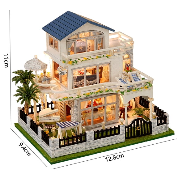 Xiaobin DIY Seaside Villa Miniature House Kit Wooden Assembly Model