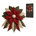 thumbnail image 1 of Festive Quilted Christmas Door Hanging DIY Sewing Kit – 3D Bow Craft with Poinsettia & Plaid, Complete Fabric Batting Thread, Patchwork Decor for Home, 1 of 7