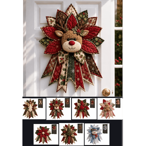 DIY Seasonal 3D Crochet Door Hanger Kit Collection – Complete Wreath Making Set with Easy Instructions, Relaxing Handcraft Experience for Beginners, Seasonal Home Decor Gift,Red
