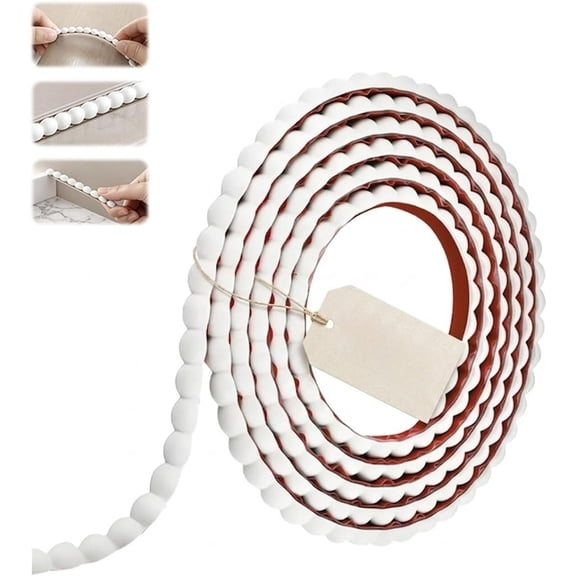 DIY Self-Adhesive Decorative Molding Trim Flexible Peel and Stick Wall Edge Border Waterproof Decor Line for Mirror Frame Cabinet Ceiling Backsplash Tile Furniture Home Interior(A, White)