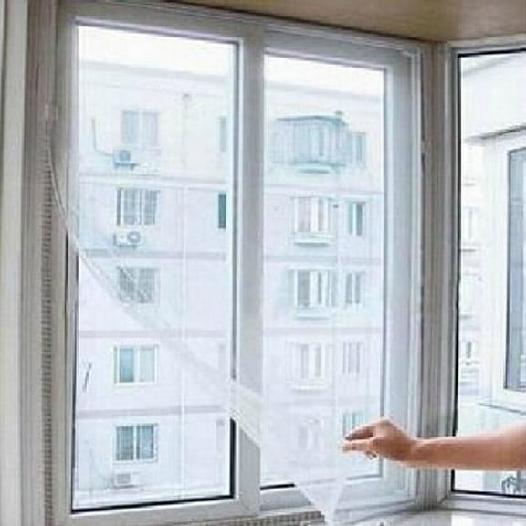 DIY Self-Adhesive Window Screen Netting Mesh Curtain, 130X150cm (Approach 51.19x59.06 Inches), with Sticky Tape, Fitted to Multiple Windows (1 Pack, White)