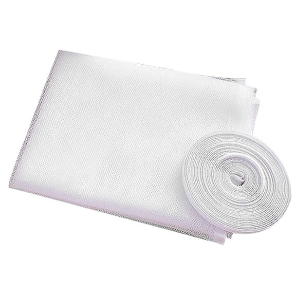 DIY Self-Adhesive Window Screen Netting Mesh Curtain, with Hook and Sticky Tape, Fitted to Multiple Windows (1 Pack, White)