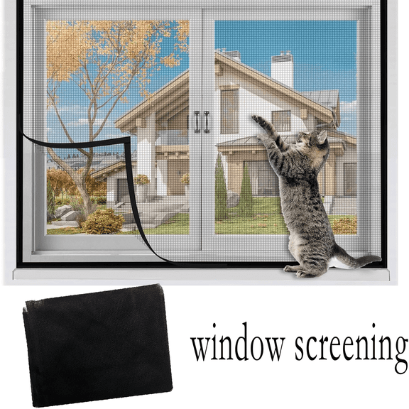 DIY Self-Adhesive Window Screen Netting Mesh Curtain with Sticky Tape, Fitted to Multiple Windows, Mosquito and insect prevention, pet protection
