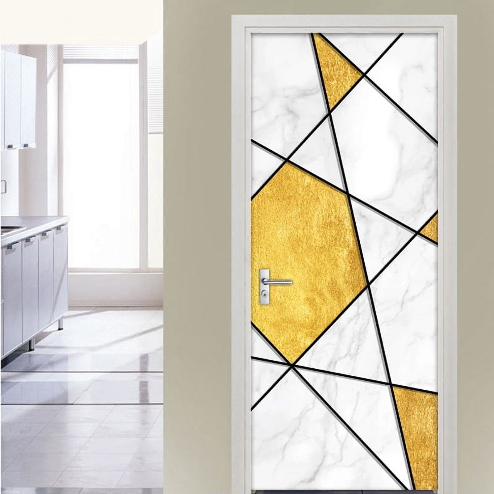 DIY Self-adhesive Door Stickers Home Decor Modern 3D Creative Golden ...
