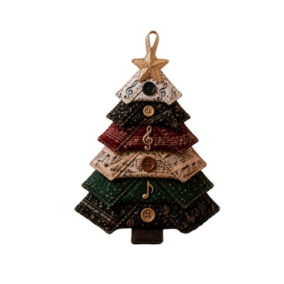 DIY Sewing Kit for Layered Fabric Christmas Tree Ornament, Vintage Quilt‑Style Handmade Hanging Decoration, Beginner Friendly Holiday Craft Gift for Home Xmas Tree Decor, 8 Inch