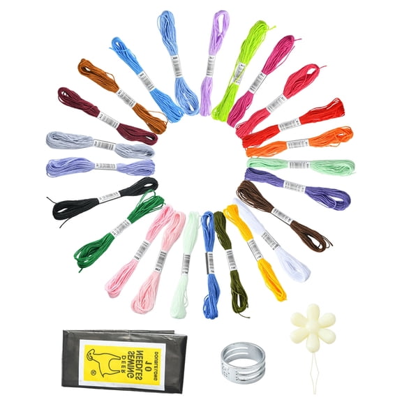 DIY Sewing Tool sets including 24 colors Polyester Embroidery Floss Zinc Alloy Sewing Thimble Rings Iron Threader & Needles Mixed color