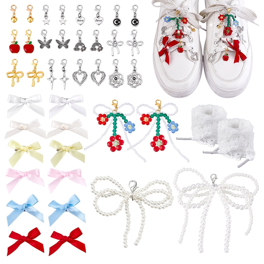 DIY Shoe Decorations Sneaker Shoe Charms including Nylon Lace Shoe Laces Glass Beaded Costume Accessories Alloy Pendant Decorations