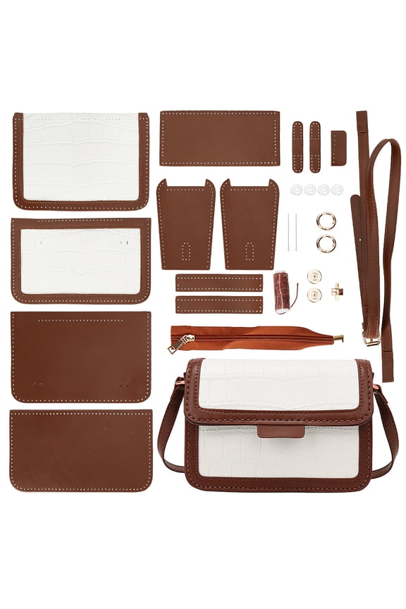 DIY Shoulder Bag Making Kit PU Leather Handbag Sewing Kit Women Crossbody Purse Making All Materials Needlepoint Kit Fashion Handicraft Bag