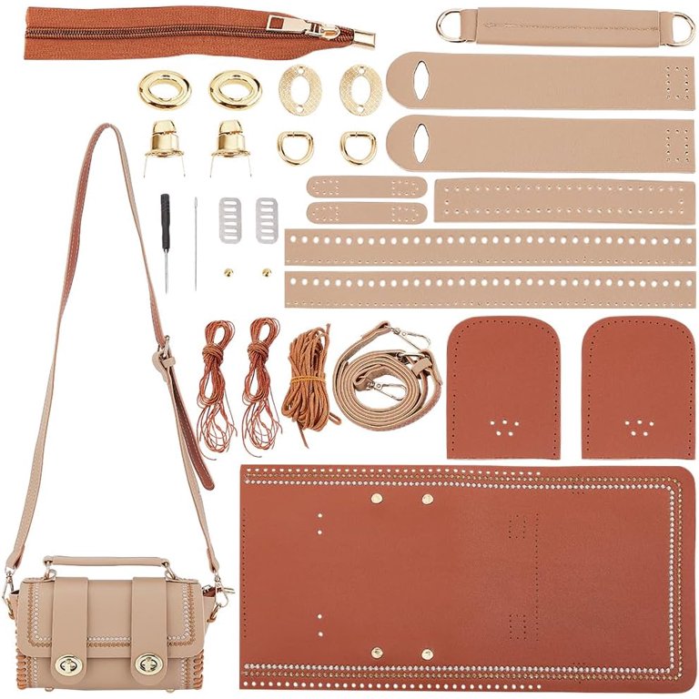 DIY Shoulder Bag Making Kit PU Leather Knitting Crochet Bag Making