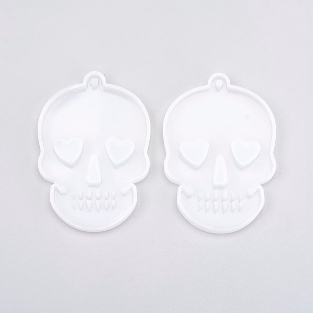 DIY Silicone Hangtag Molds Resin Casting Molds for UV Resin Epoxy Resin Pendant Jewelry Making White 80x55x8mm Hole: 3mm