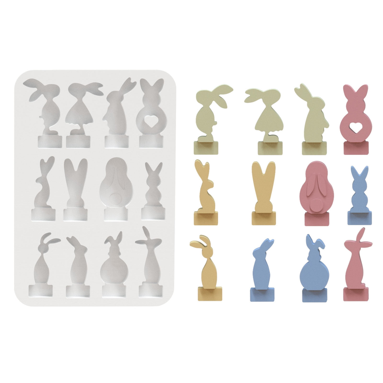 DIY Silicone Mould 3D Rabbit Easter Bunny Casting Plaster Moulds for ...