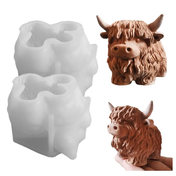 DIY Silicone Mould for Crafting 3D Cow Resin Soap Making Farm Animal Casting Moulds for Baking Bath Chocolate Cake Creativity 2PCS