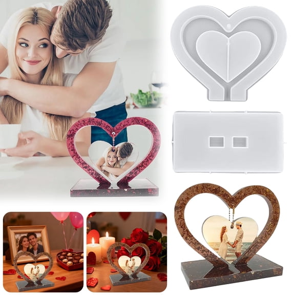 DIY Silicone Photo Frame Mold Set Heart Shaped Creative Resin Casting Kit For Wall Decoration Handmade Craft Gifts