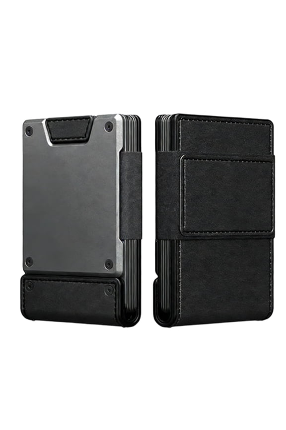 DIY Slim Wallet for Men - Minimalist Compact Wallet and 25+ Card Holder, RFID Protected Front Pocket Wallets for Men with Integrated Elastic 10+ Cash Strap (Black)