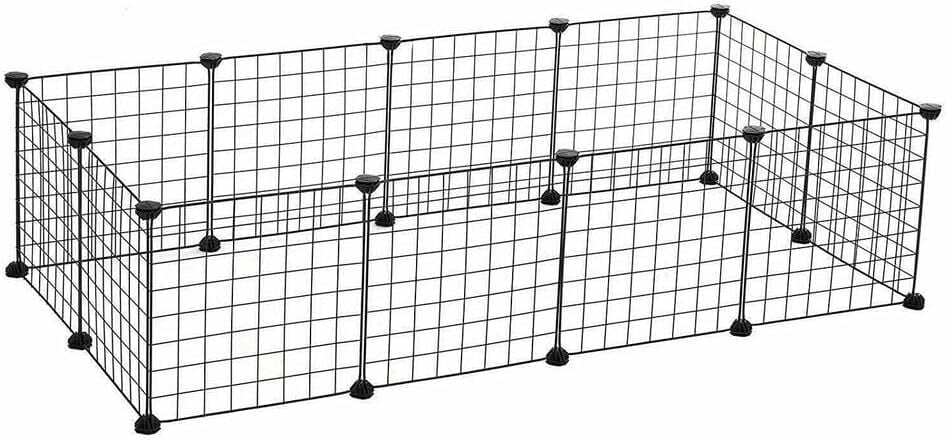 DIY Small Animal Pet Playpen, Guinea Pig Cages, Rabbit Playpen, Dog/ Puppy Playpen, Indoor Portable Metal Wire Yard Fence, 14.5X14.5 Inch, 12 Panels, Black