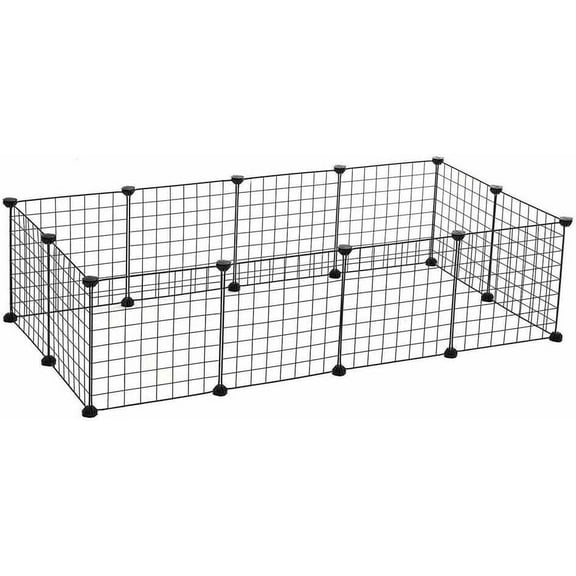 DIY Small Animal Pet Playpen, Guinea Pig Cages, Rabbit Playpen, Dog/ Puppy Playpen, Indoor Portable Metal Wire Yard Fence, 14.5X14.5 Inch, 12 Panels, Black