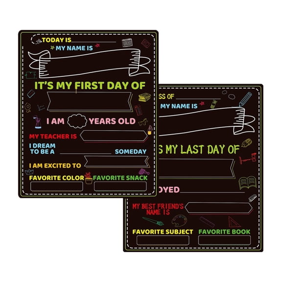 DIY Small Blackboard Double-sided Message Board Photo Decoration Hanging Sign for First and Last Day of School, Back to School Day, Preschool,Kindergarten(9x12 Inch)