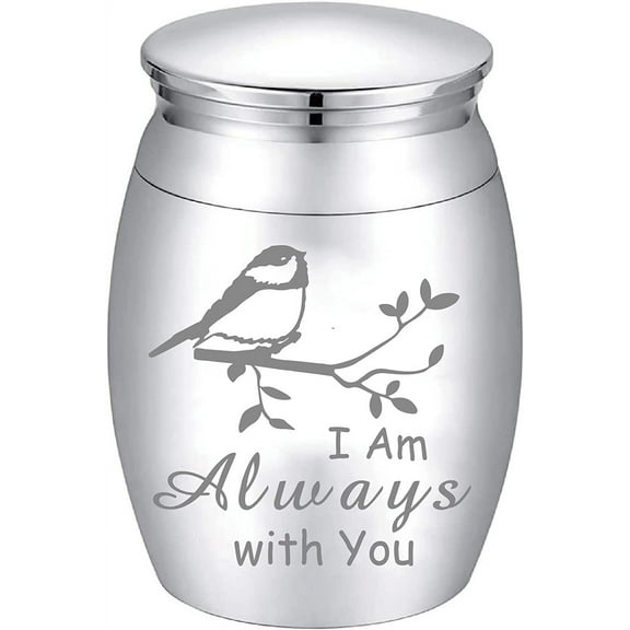 DIY Small Keepsake Urns Memorial Ashes Mini Cremation Urns Miniature Burial Funeral Urns Container Jar for Sharing Ashes 1.18x1.57inch Sliver-I Am Always with You DIY