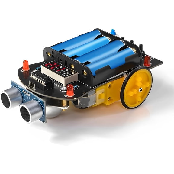 DIY Smart Car Soldering Practice Kit, Small Car Robot DIY Soldering Kits, Ultrasonic Distance Measuring Smart Cart, Solder Project Kit for Learning and Teaching Soldering and Electronic