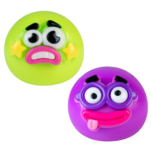 DIY Smush Squishy Face Stress Balls, 2 Pack Slow Rising Fidget Toys with Green Star & Purple Tongue Face for Office Desk Relief & Party Favors