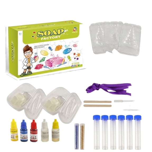 DIY Soap Making Kit for Kids Science Experiment Set Educational STEAM Activity Includes Soap Base Molds Colorants Tools and Accessories for Creative Learning and Craft Projects