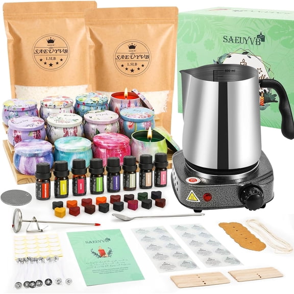 DIY Soy Candle Making Starter Kit with Wax Melter Complete Supplies for Adults Home Decoration