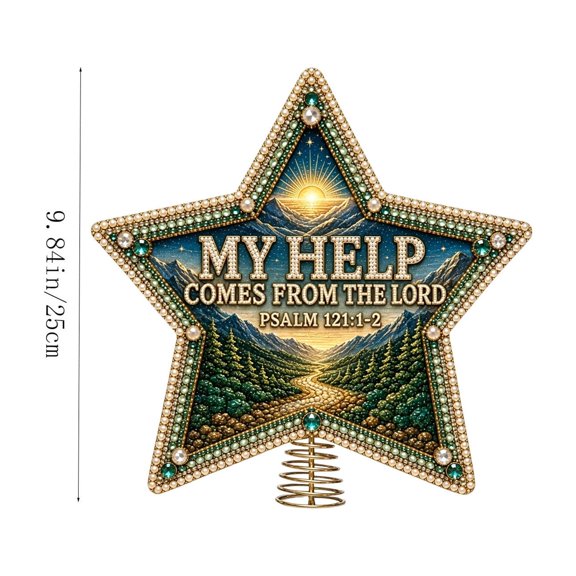 DIY Sparkling Diamond Star Christmas Tree Topper Scripture Verse Design Rhinestone Xmas Tree Top Decoration