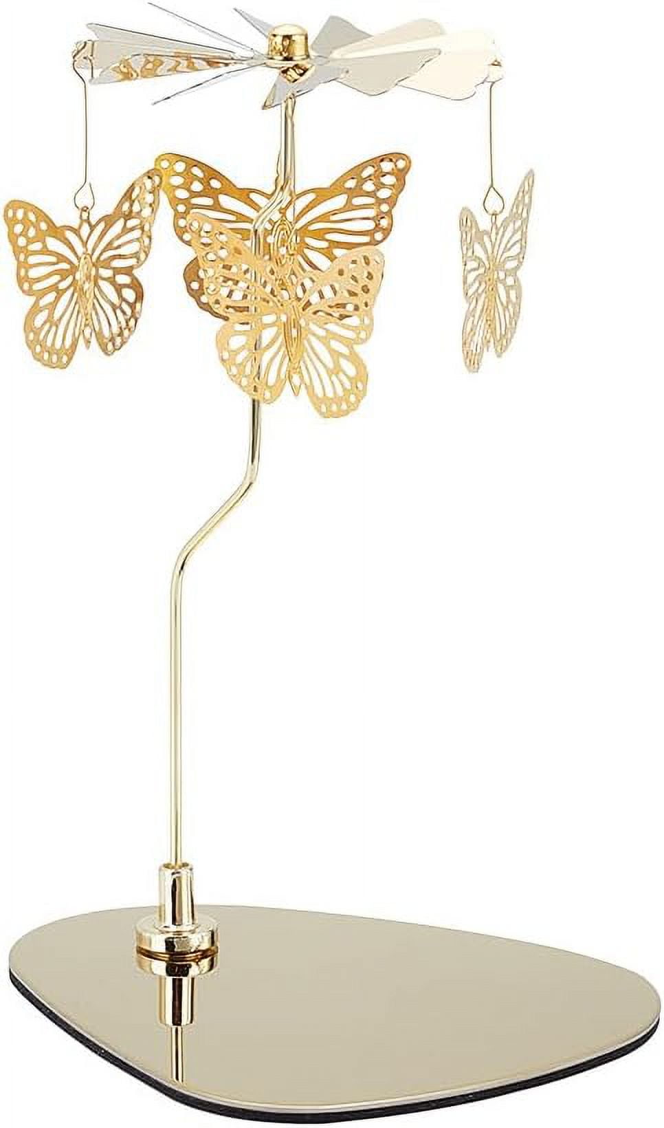 NatureMan Spinning Candle Holder With Tray - Gold Metal Carousel For Tea Lights, Holiday Decor