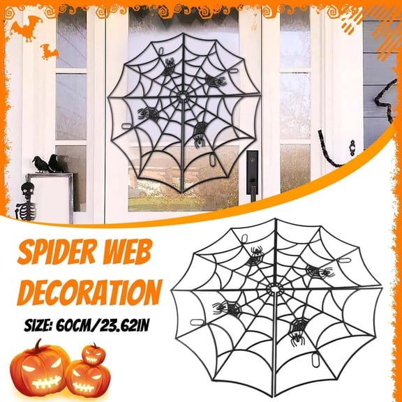 DIY Splice Black Spider Web Festive Halloween Plastic Display Prop, Spooky Haunted House Display For Ceiling Wall Yard Trick Or Treat Party, Stretchable Reusable Durable Display For Party Guests Kids