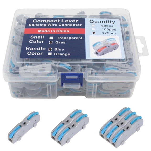 DIY Splicing Wire Connectors, 1 Conductor Circuit Inline Wire Connectors 125 Pcs in Boxes of Compact Inline Terminal
