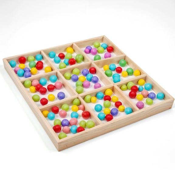 DIY Square Wooden Divided Serving Tray 12 x 12-inch, Pack of 1 9-Section Candy Tray for Vegetable & Fruit Party Platters, by Woodpeckers