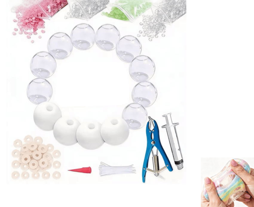 DIY Squishy Maker Kit, Empty Stress Ball Skins with Expander and Vacuum Tool, Complete Handmade Craft Supplies