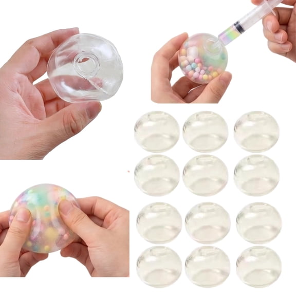 DIY Squishy Maker Kit, Transparent Shell Empty Stress Ball, Flexible Blank Skins, Creative Sensory Toy For Indoor Handcraft Play12 Pcs