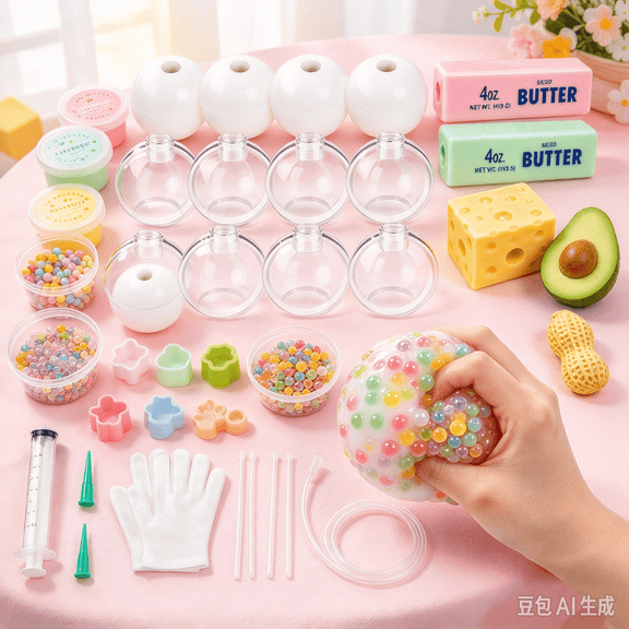 DIY Squishy Making Kit, 25 Pcs Slow Rising Squishy Toy Maker Craft Set with Assorted Molds and Decorative Fillings