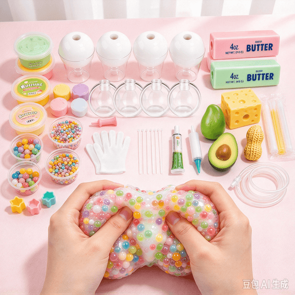 DIY Squishy Making Kit, 25 Pcs Slow Rising Toy Maker Set with Molds, Fillings and Tools, Complete Craft Kit for Kids and Adults